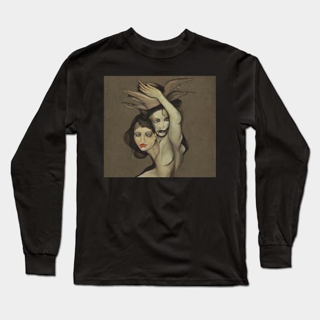 Mysterious creepy siamese twins Long Sleeve T-Shirt by AnnArtshock